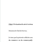 Lettre de demande d'existence fiscale (commerçant)